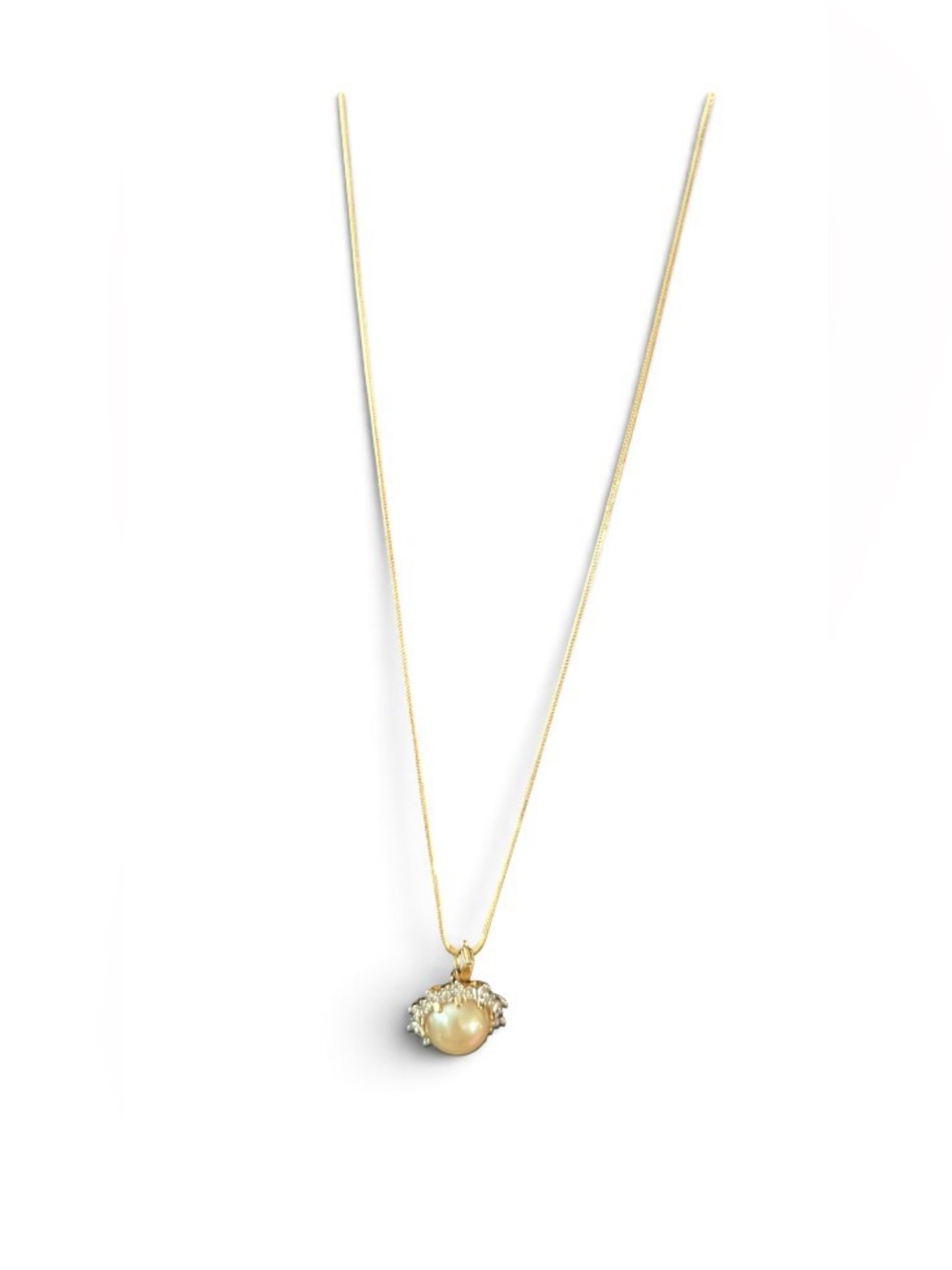 Gold Pearl Pendant Necklace and earrings with Crystal Accents